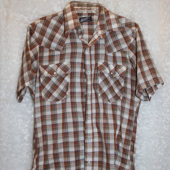 Levi's plaid regular fit western shirt size medium - Picture 1 of 5